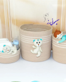ست نظم دهنده سیسمونی و اتاق کودک قیطان دوزی طرح پسر و خرس